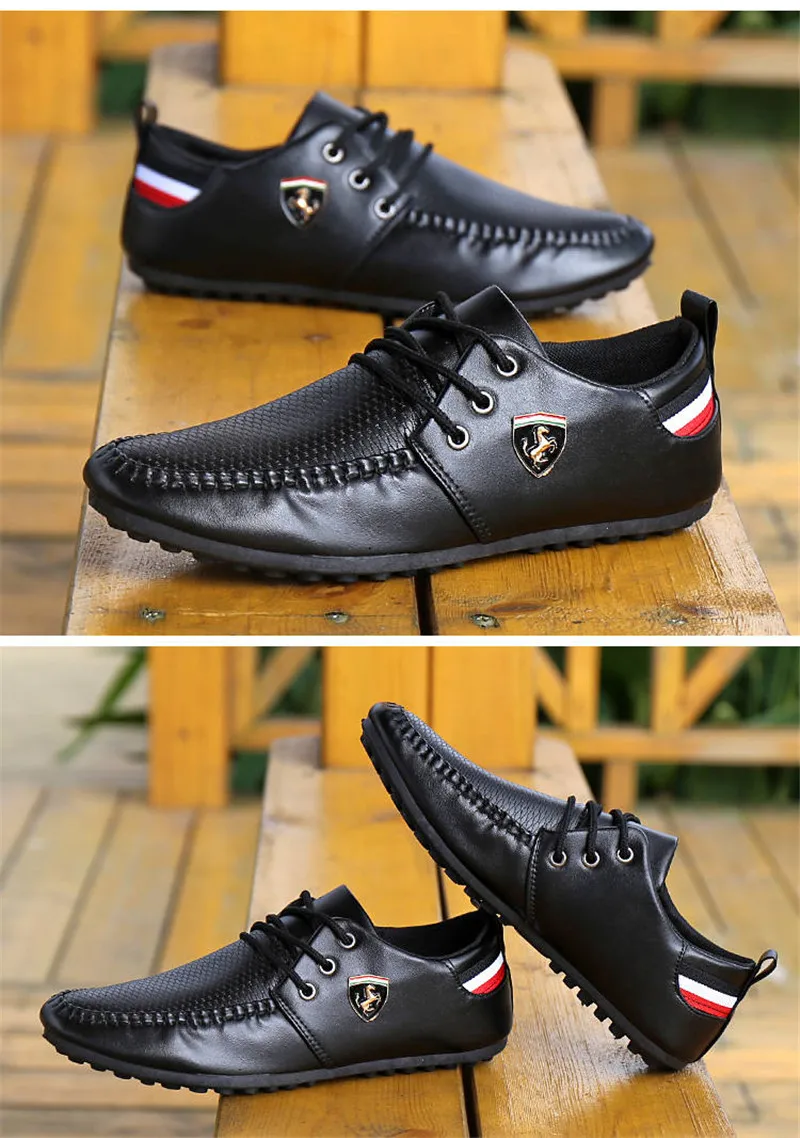 Genuine Leather Men Shoes Luxury Brand Casual Slip on Formal Loafers Men Moccasins Italian Black Blue Male Driving Shoes