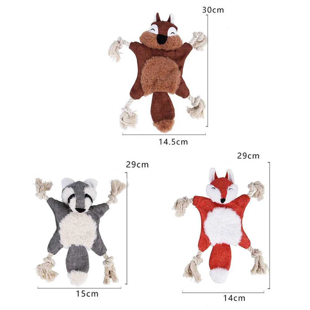 Cute Animals Pet Dog Chew Squeak Toys Giraffe Fleece Rope Interative Toy Plush Puppy Deer For 4