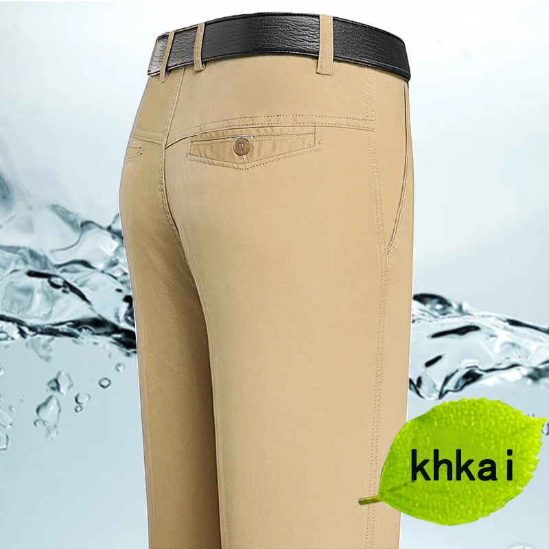 Casual Pants Spring and Summer Brand Men's Trousers Middle-aged Men Thin Solid Color Loose Pant High Waist