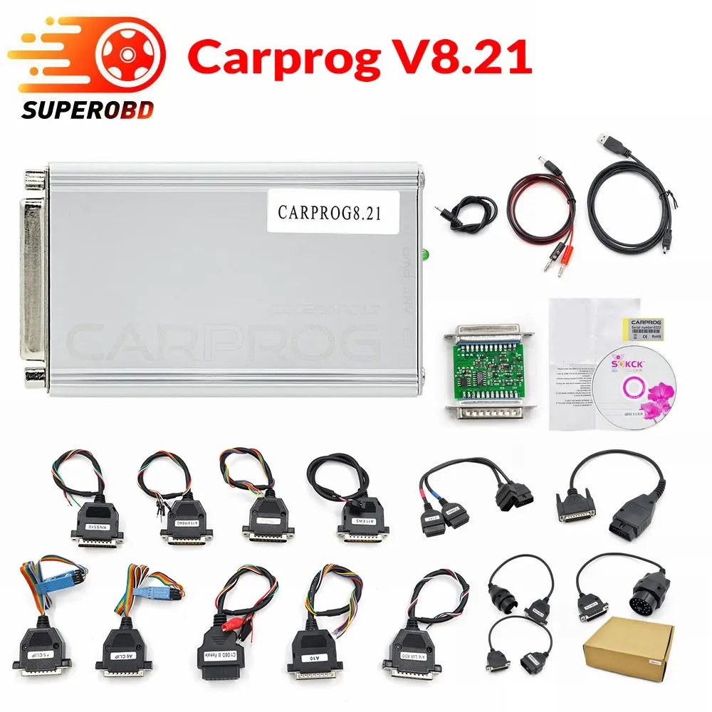 Carprog V8.21 V10.93 v10.05 Автомобильная прога ECU Чип Tunning инструмент для ремонта автомобиля Carprog программатор Carprog V8.21with все 21 Адаптеры