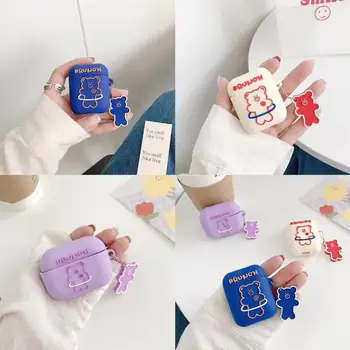 

Korea Cute Cartoon Brunch Brother Headphone Case For Apple Airpods 1 2 3 Pro Soft Silicone Bear Wireless Bluetooth Headset Cover
