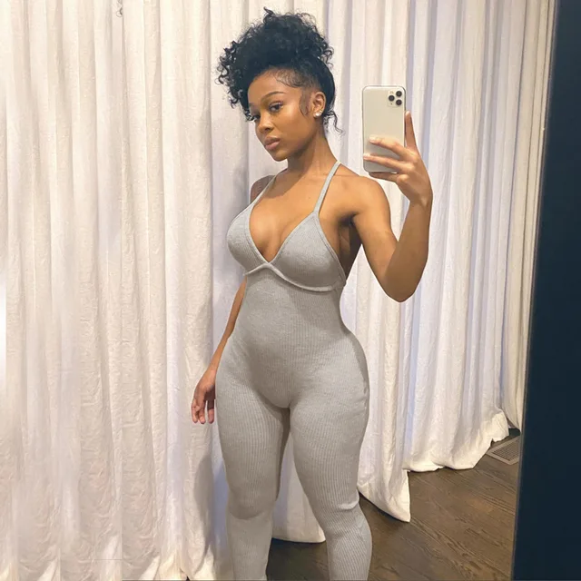 One piece grey jumpsuit Clearance
