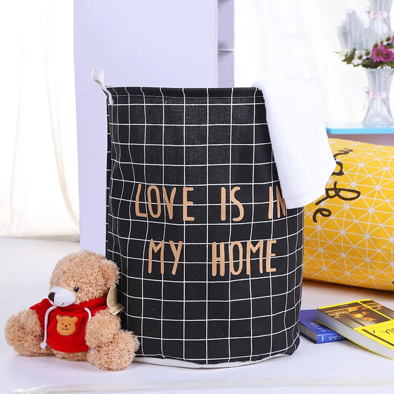40x50cm Black Grid Корзина для пикника подставка с корзиной коробка для хранения игрушек супер большой мешок хлопок стирка грязная одежда большая корзина Органайзер ручка - Цвет: 40x50cm Black Grid