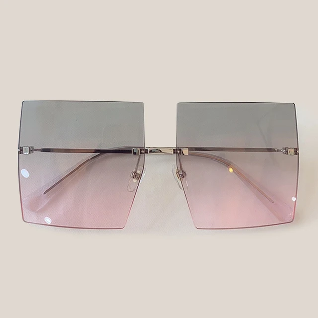 $US $56.80 Vintage Oversize Sunglasses Women Brand Designer Rimless Square Sun Glasses UV400