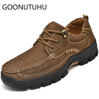 

2019 new fashion men's shoes casual genuine leather male solid brown lace up shoe man cowhide breathable shoes for men hot sale