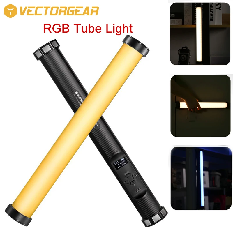 Vectorgear-ポータブルチューブライト,2色,2600k-6000k,rgb ledライト,写真照明,cct hsl,ビデオカメラライト