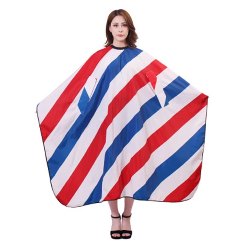 

Hiden Sleeves Red White Blue Stripe Hairdressing Cape Salon Luxury Customer Gown Cloth Waterproof Apron Free Styling
