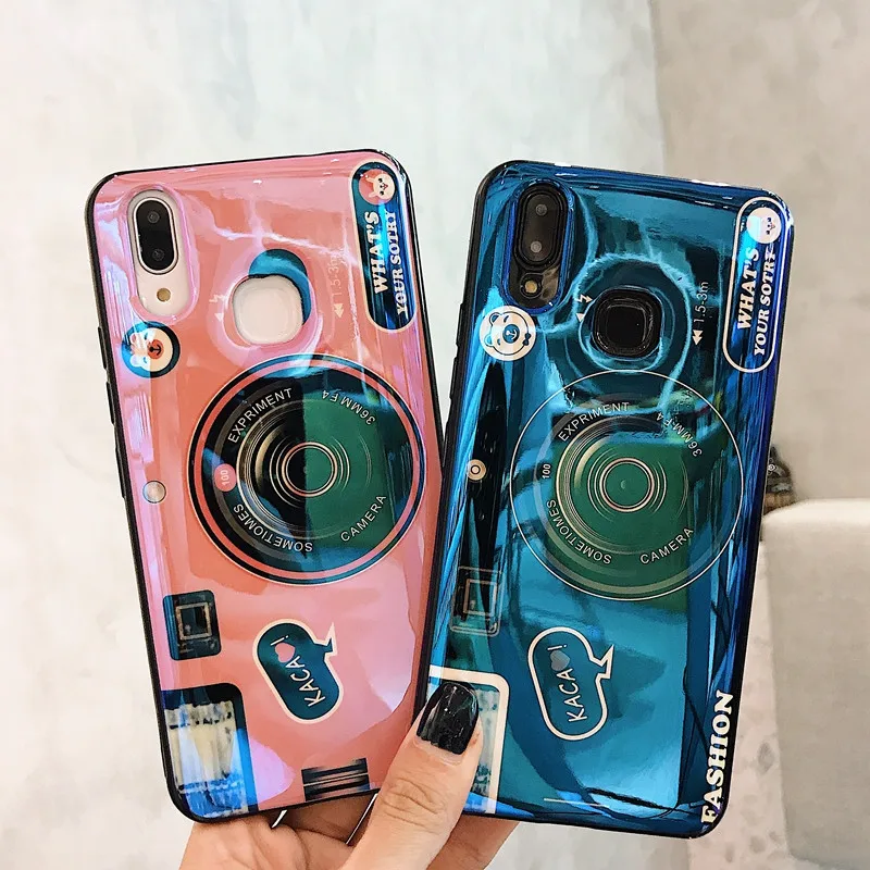 For Vivo NEX3 Z1 Z5X X27 IQOO Pro neo Y17 Y3 Camera Blue Ray Case Soft Silicone TPU Cover with Stand Holder Coque | Мобильные