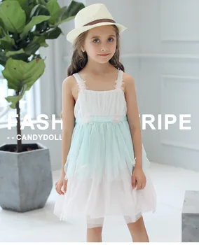 

7 Pcs/lot Girls Fairy Dress Lace Dresses Fashion Sleeveless Princess Dress Kids Summer Flower Dress 2 Colors For 1~7Year