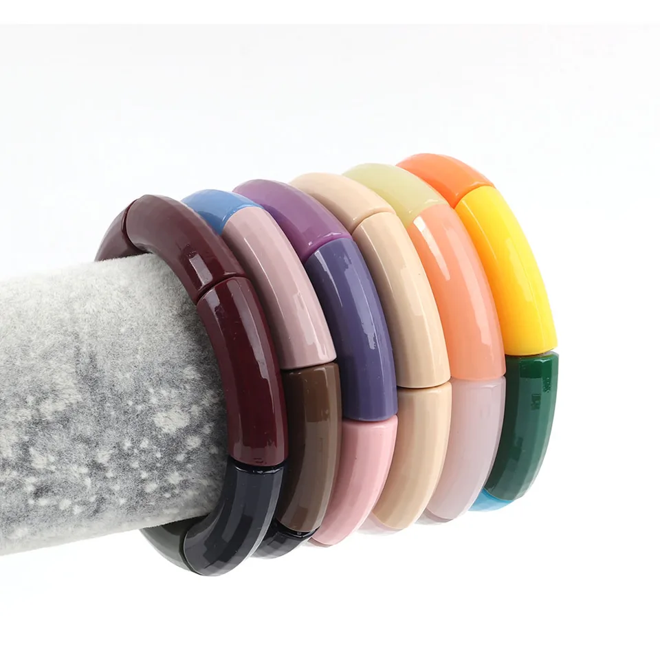 HIIXHC Braccialetti grossi acrilici per le donne Resina Oro Stretch