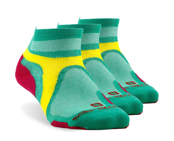 3 пары носков для бега, ZEALWOOD спортивные носки для бега для мужчин и женщин лучшие низкие носки для походов и тенниса - Цвет: 3 pair green red