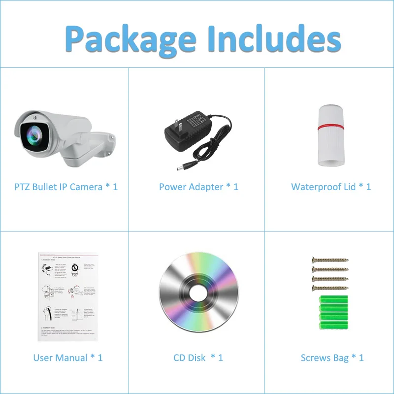 Наружная IP камера PoE PTZ 2 МП 5 Мп супер HD 2592x1944P 10x оптический зум система