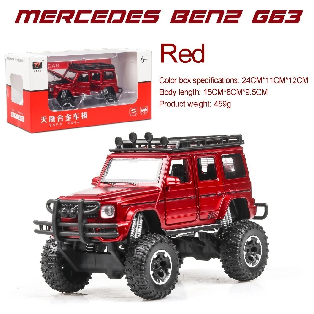 1/32 Mercedes Benz G63 G 500 Высококачественная модель автомобиля из сплава, внедорожный автомобиль, 6 открывающихся дверей, игрушечный автомобиль для детей - Цвет: Red  with box