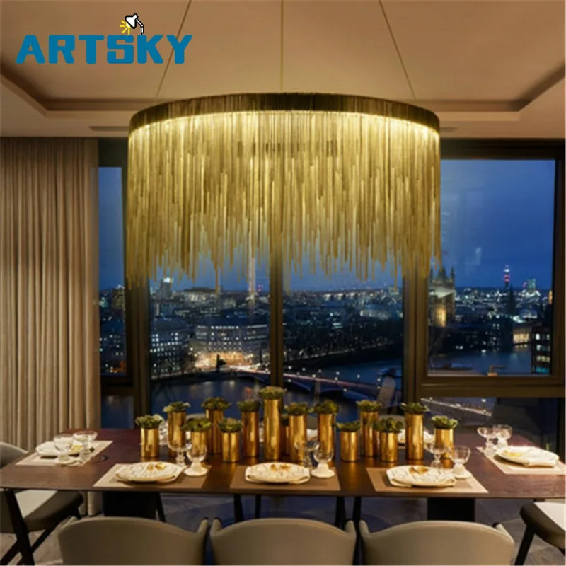 Современный Art Deco алюминиевая цепочка из латуни простой кулон для Вилла украшение для отеля и ресторана