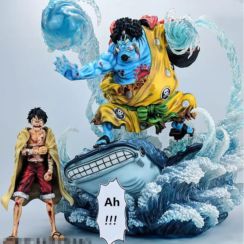 2pcs Large one piece figure Injured Luffy and Jinbe Shark Battle Damaged Action Anime figure toy birthday gift collection