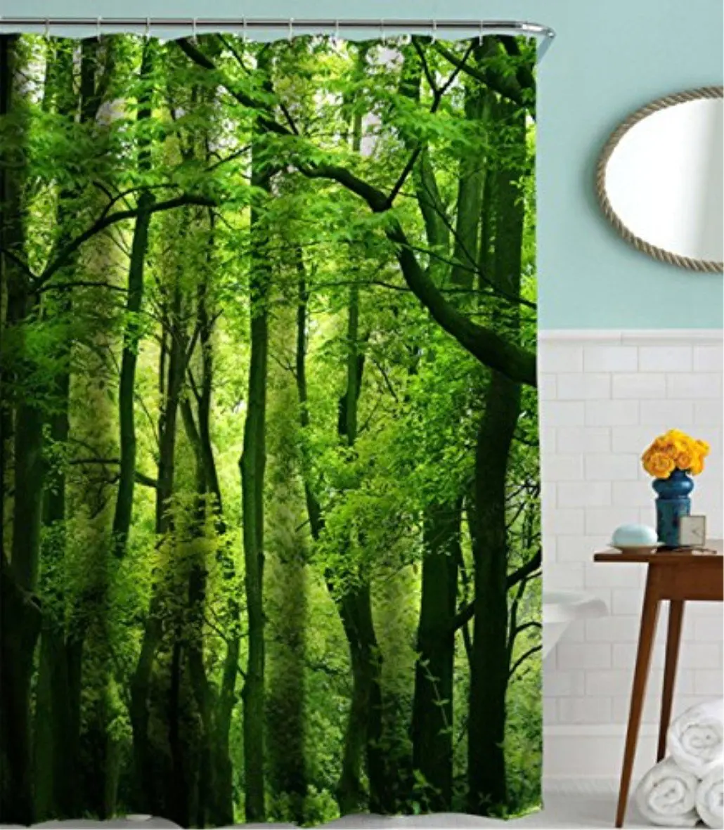Bos Boom Douchegordijn Natuur Thema Waterdicht Polyester Badkamer