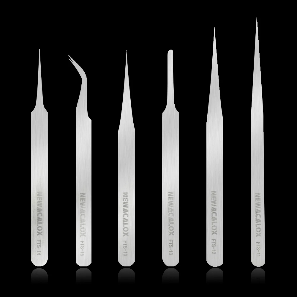 NEWACALOX 6 шт. ESD/FTS прецизионные промышленные пинцеты набор антистатические антимагнитные для электроники телефон пайки инструмент для ремонта