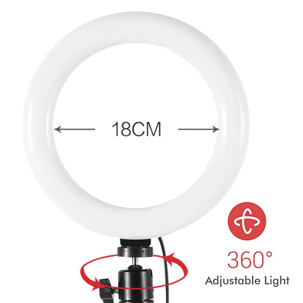 

Dimmable LED Selfie Ring Light with Tripod Stand 7/11inch Makeup Lamp With Selfie Phone clip for Live Studio Photo Camera Video