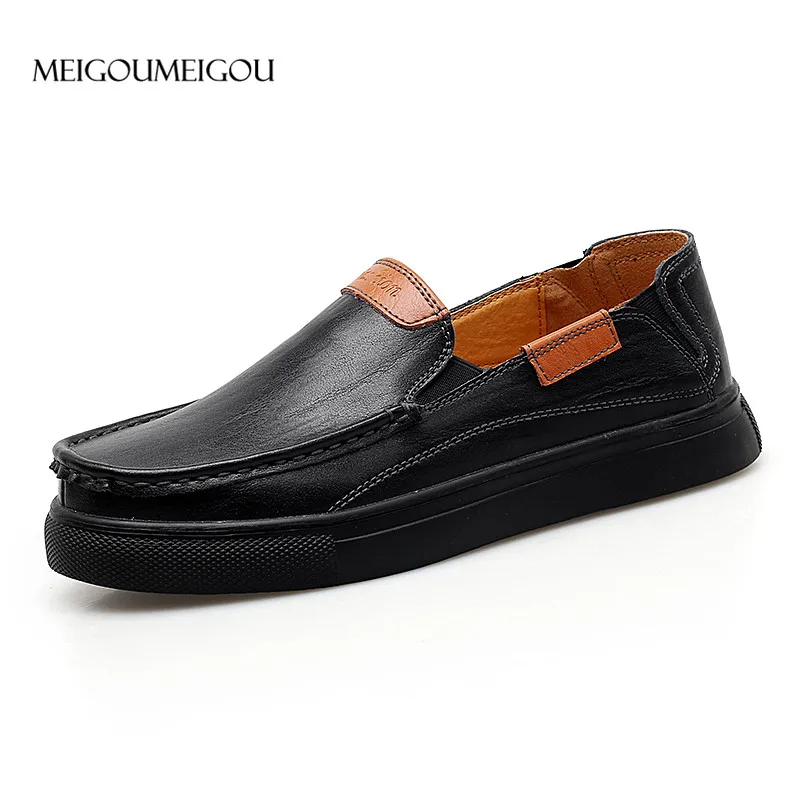 

Spring & Autumn Men Genuine Leather Shoes Soft Comfortable Men's Loafers Durable Rubber Men Leather Moccasins