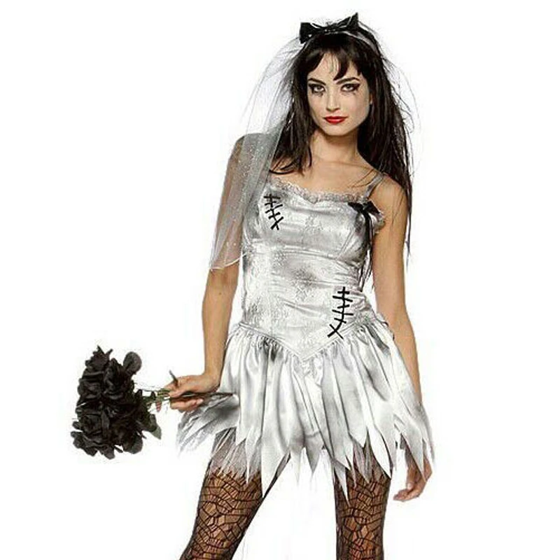 Disfraz de dama de Halloween, traje de novia, disfraz de malvado Graveyard  Zombie, tutú de tul, juego de rol, disfraz de Cosplay, vestido de fiesta de  lujo|Disfraces de películas y TV| -