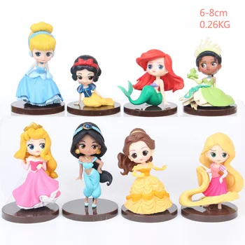 

8pcs princesses anime Figure Toys Dolls Alice Mermaid Snow White Rapunzel Ariel Cinderella Belle PVC Figures Toys Cake Decor