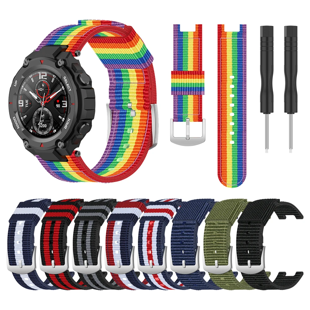 Тканый холщовый ремешок для часов Huami Amazfit T REX Smartwatch Rex TRex часы браслет|Ремешки