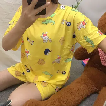 

Pajamas Female Spring Summer Large Size Short Sleeve Pajamas WOMEN'S Suit Korean-style Casual Students Autumn Shorts Home Wear
