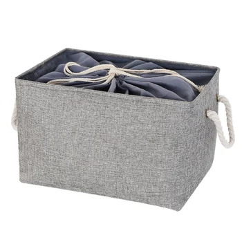 

Home Cotton Linen Toys Dirty Clothes Drawstring Storage Basket Foldable Storage Box Home Storage Basket