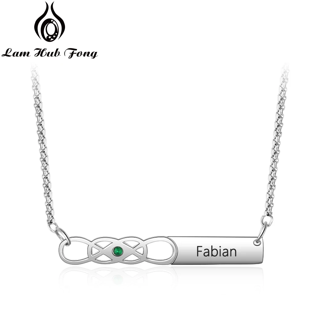 

Personalized Engraved Name Necklaces Infinity Love Custom Necklace with Birthstone Trinity Jewelry Gift for Women (Lam Hub Fong)