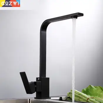

Matte Black Kitchen Faucet Chrome Mixer Silver 360 Degrees Rotation Single Handle Hot And Cold Water Kitechen Faucets