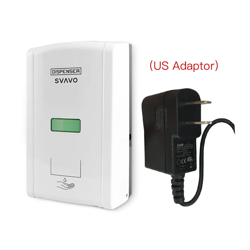 White with USAdaptor SVAVO автоматический дозатор мыла для душа, настенный 1300 мл, Интеллектуальный Регулируемый дозатор жидкого мыла для кухни - Цвет: White with USAdaptor