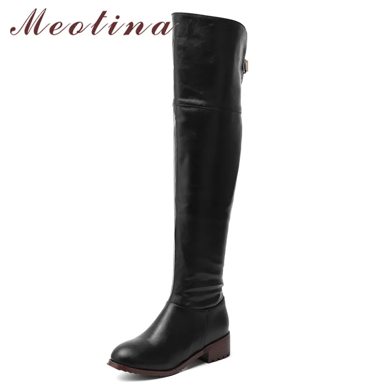 mid heel thigh boots