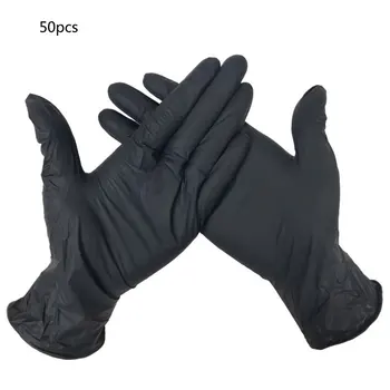 

LESHP 50 Pcs Disposable Latex Gloves Universal Cleaning Work Finger Gloves Latex Protective Home Food For Safety Black