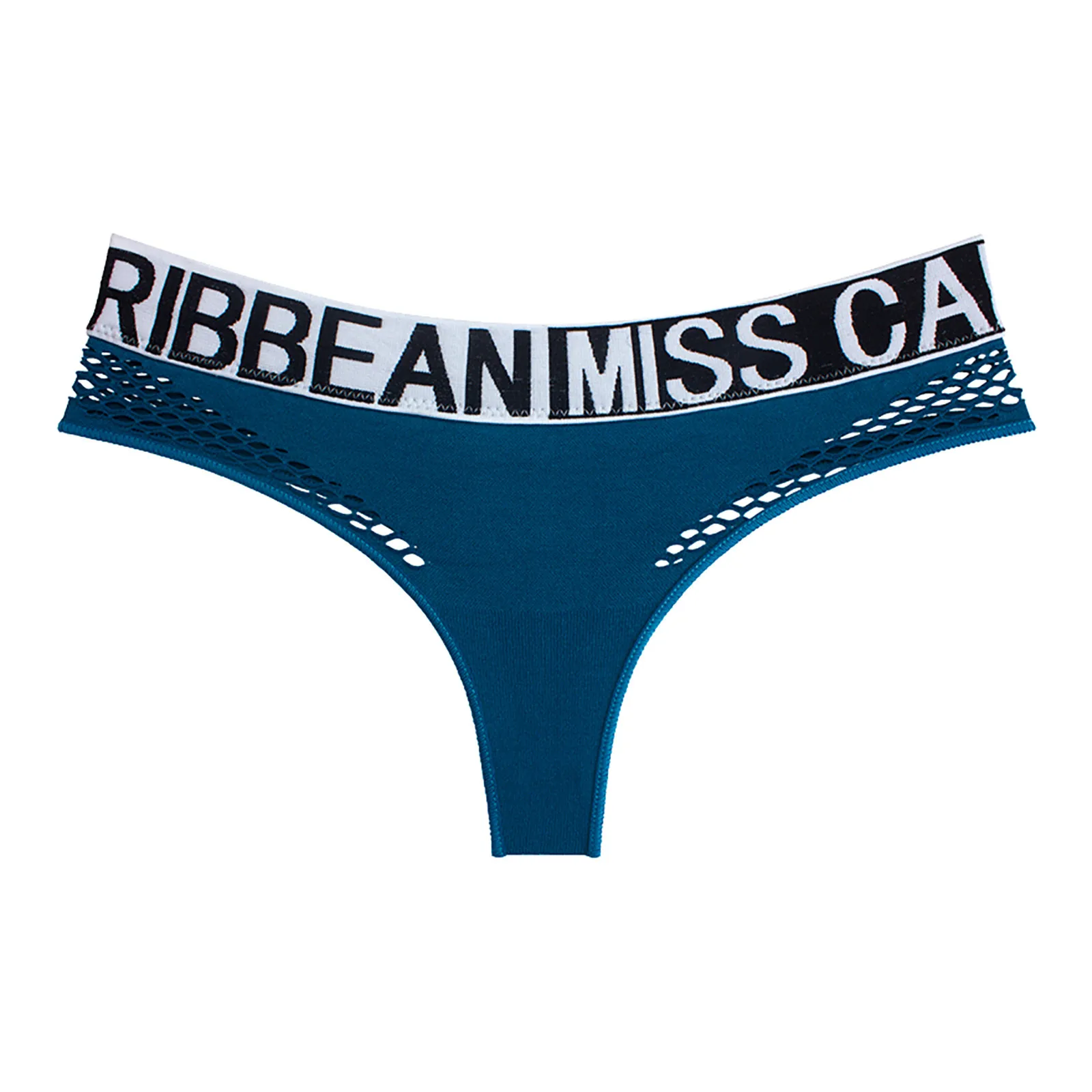 Women Thong Panties Hollow Out Mesh Sexy Low-rise Sports Underwear Letter Patchwork