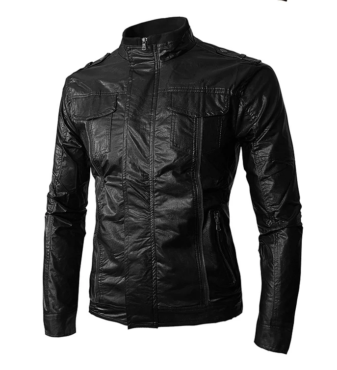 AliExpress осень и зима стиль мужской стенд для одежды воротник локомотивное кожаное пальто спортсмены Slim Fit кожаная куртка мужская
