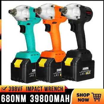 

YAOSHUANG 680NM Brushless Cordless Impact Wrench 398VF 39800mAh Electric Impact Wrench Battery Wrench Power Motor with Sleeves