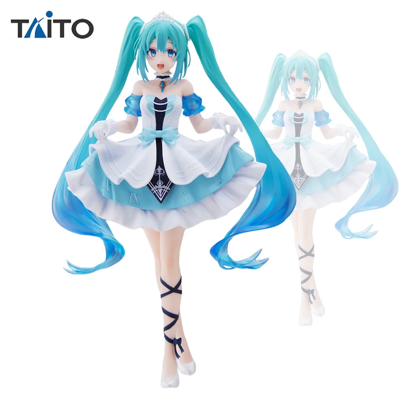 

In Stock Original TAITO Hatsune Miku Model Figure VOCALOID Cinderella Miku Dolls 18Cm Anime Figurine Model Toys for Girls Gift