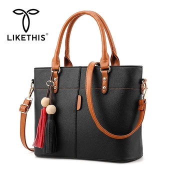 

LIKETHIS Handbags Women's 2020 Solid Shoulder Bags Female Large Capacity Hand Bag Women Famous Brands PU Leather Crossbody Bag