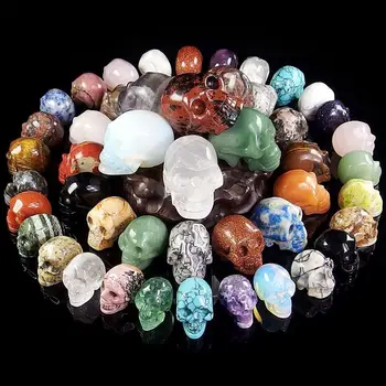 

1pc Mini Natural Healing Gemstone Crystal Skull Stone Ornament Carving Crafts for Home Decoration 5cm Color Random