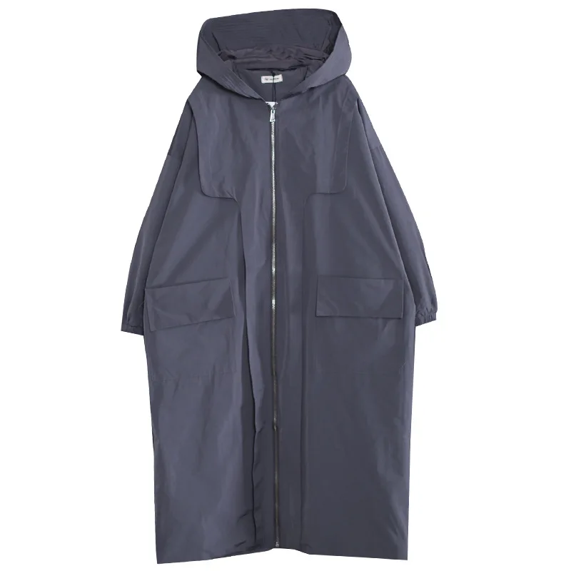 New plus size thin windbreaker coat Women Spring Autumn Plus Size Loose Hooded Female Windbreaker Korean Casual Outerwear