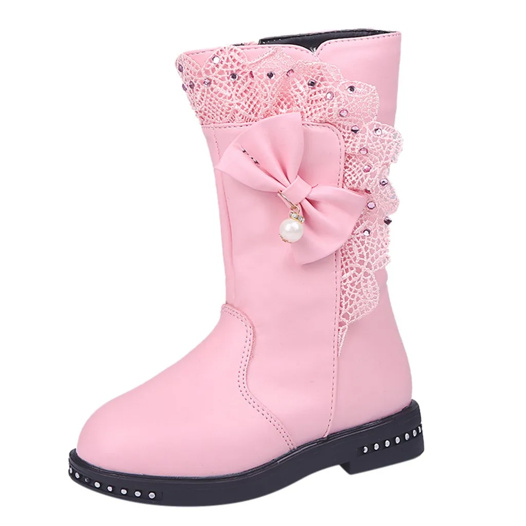 Toddler Girl Boots Children Infant Baby Girls Kids Winter Boots Warm Bowknot Lace Snow High Boots Shoes Botas Nina Sapatos