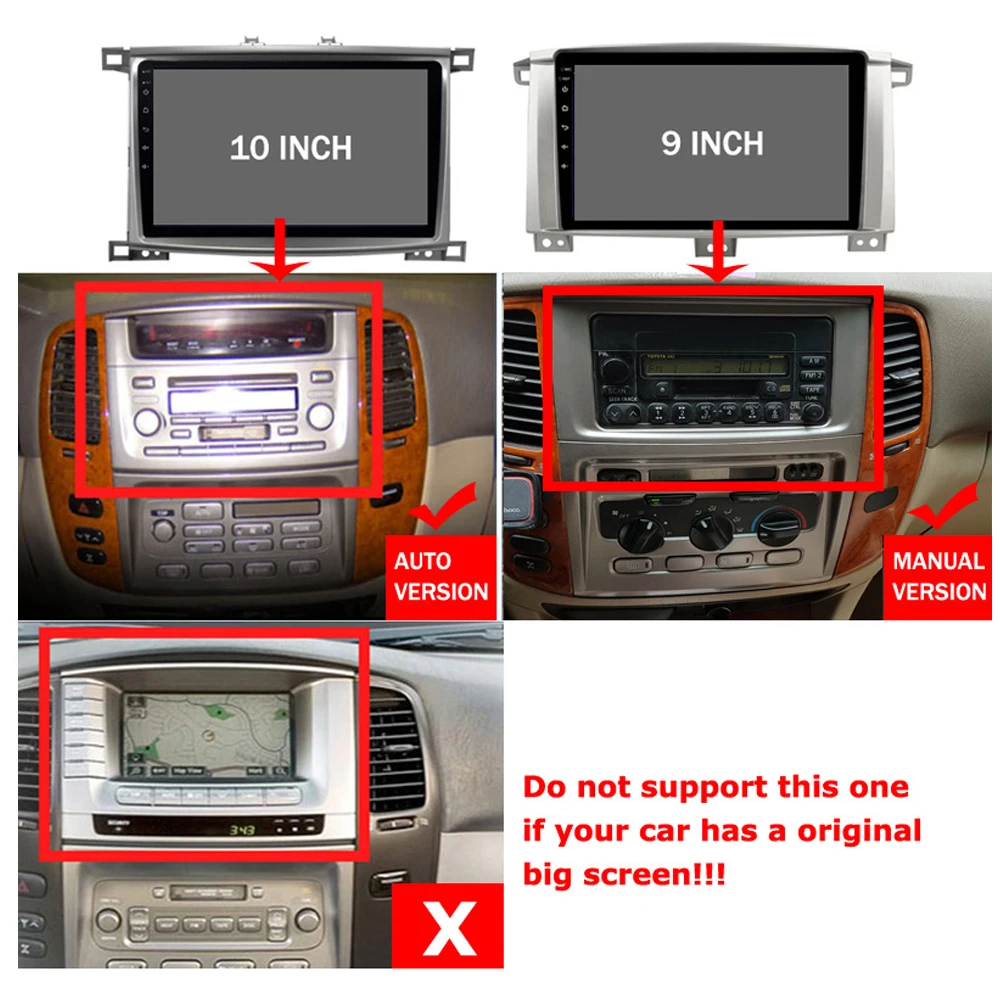 Sale Car DVD for Toyota LC 100 Land Cruiser 100 9 inch Android 8.1 GPS Navigation Video Player Support WIFI/FM/TV/Bluetooth/Rear View Camera/Steering Wheel Control/HD/Video Player/USB/Carplay 3