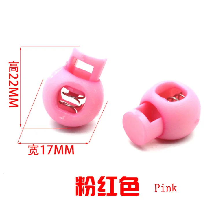 Pink 60 шт./партия 25 цветов пластиковые цветные круглые шаровые Блокировка шнура пружинный фиксатор для 8 мм амортизационный шнур K-355 - Цвет: Pink
