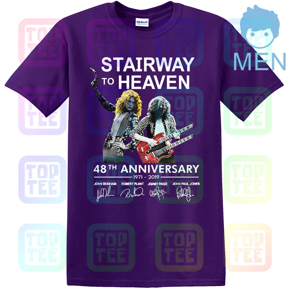 Led Zeppelin Stairway To Heaven 48Th юбилей футболка черный хлопок Мужская Уличная размеры S-3Xl - Цвет: MEN-PURPLE