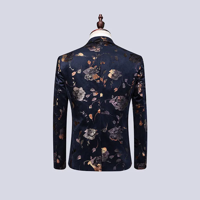 Золотой принт Slim Fit Jurk Past Voor Mannen 3 stuk Pak Mannen ночной клуб певица стадион Kostuum Homme плюс размер курить