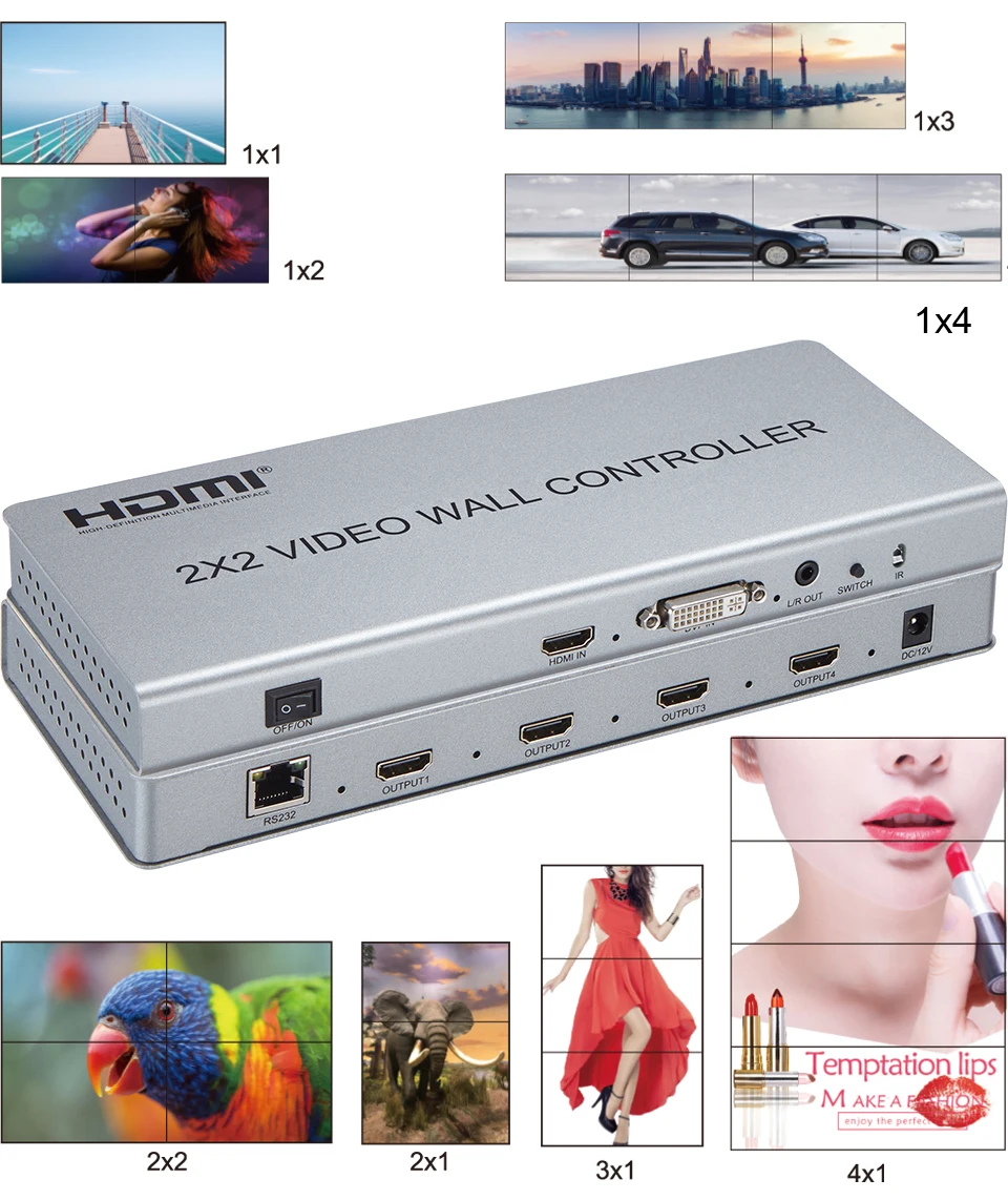 1080P HDMI настенный видеоконтроллер 2x2 ТВ комбинированный процессор 1x2 1x4 2x1 3x1 4x1 2x4