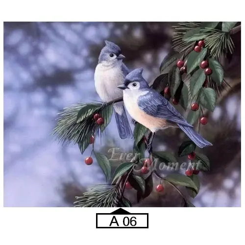 A06 Алмазная картина Ever Moment, птица, цветок, дерево, стразы 5D, сделай сам, мозаика, полная квадратная дрель, алмазная вышивка, домашний декор S2F2418 - Цвет: A06