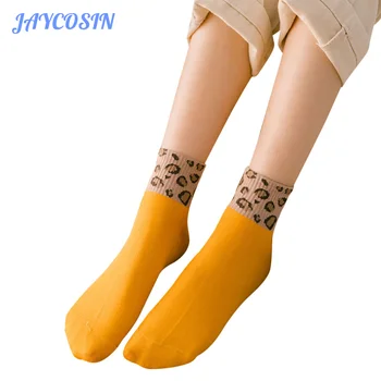 

JAYCOSIN Woman Socks Fashion Leopard Print Anklets Socks Casual Spring Soft Cotton Long Socks Girls Harajuku Women Socks G3