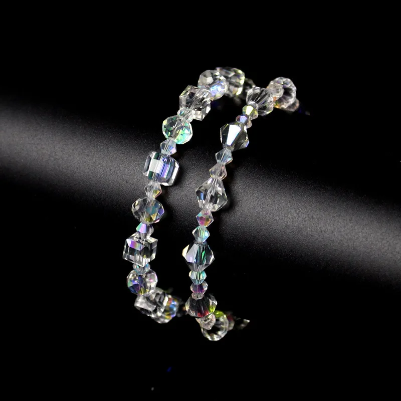 Shiny Crystal Cube Bracelet For Women Square Glass Bracelet Sparkles Exquisite Luxury Silver Color Fashion Jewelry Gift KAH154