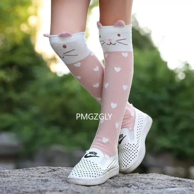 Cartoon Kids Socks Girls long Socks Cotton Knee High Leg Warmers Socks Long Tube Princess Children's Knee Socks Kid Dance Sock 1